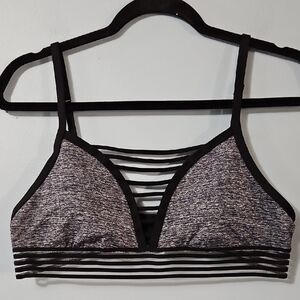 PINK Victoria's Secret Black and Gray Strappy Bra Size L